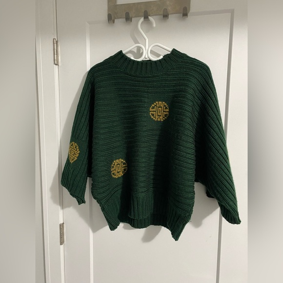 Vintage Green , Gold Ribbed Knit Sweater - Picture 3 of 6